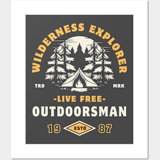 Wilderness Explorer Outdoorsman Camping Campfire Hiking Posters and Art